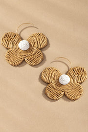 Raffia straw flower earrings