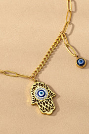 Hamsa evil eye pendant necklace