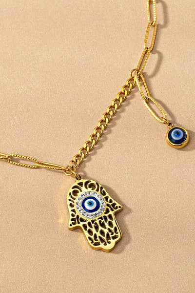 Hamsa evil eye pendant necklace