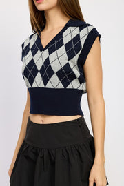 ARGYLE CROPPED VEST