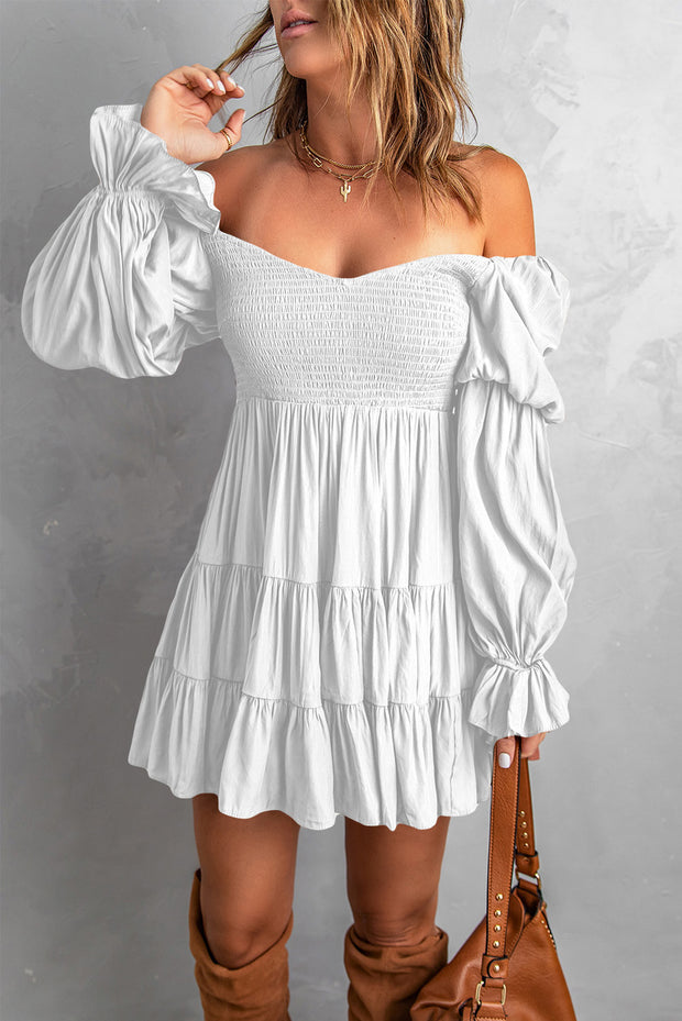 Off-Shoulder Tiered Mini Dress - Modern Bohemian Style