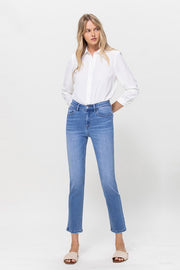 High Rise Stretch Crop Slim Straight