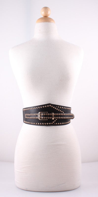 BOHO STUD SMOCKED BELT | AS | Belt, bohemian belt, corset belt, decorative belt, fashion belt, hardware belt, Smocked belt, statement belt, stud belt, vintage leather belt, western belt, wide belt | Bella Chic