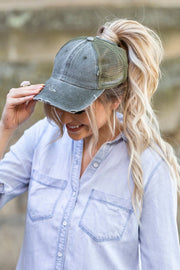 Distressed Messy Bun Hat Cap Goddess Life & Style Shop