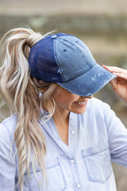 Distressed Messy Bun Hat Cap Goddess Life & Style Shop