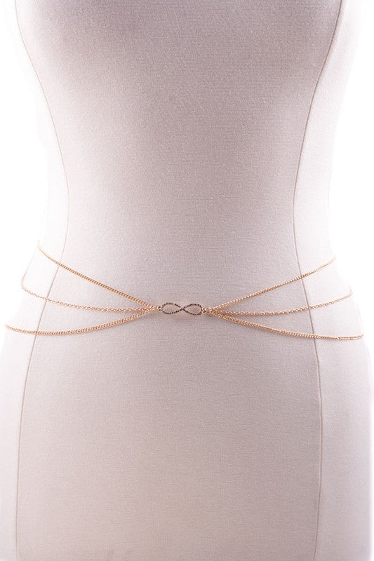 INFINITY WAIST CHAIN | AS | body chain, body jewelry, chain jewerly, dainty chain, dress belt, gold chain, minimal waist chain, not on amazon, only on fashion go, waist chain | Bella Chic