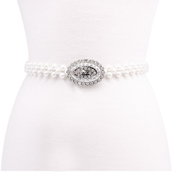 OVAL BUCKLET PEARL BELT | AS | Bridal belt, Dainty belt, Elegant belt, Pearl beaded belt, Pearl belt, Prom belt, Rhinestone belt, Sash belt, Wedding aaccessories, Wedding belt, Wedding sash belt | Bella Chic