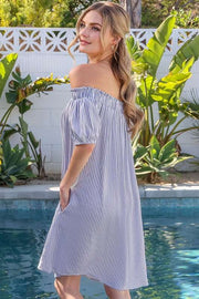 Off The Shoulder Stripe Dress Goddess Life & Style Shop