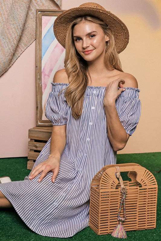 Off The Shoulder Stripe Dress Goddess Life & Style Shop