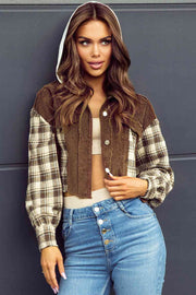 Plaid Hooded Cropped Jacket | Ship From Overseas, SYNZ | Trendsi