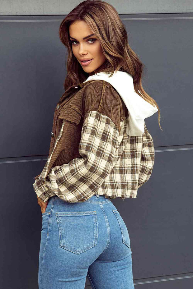 Plaid Hooded Cropped Jacket Goddess Life & Style Shop