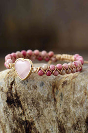 Rose Quartz Heart Beaded Bracelet Goddess Life & Style Shop