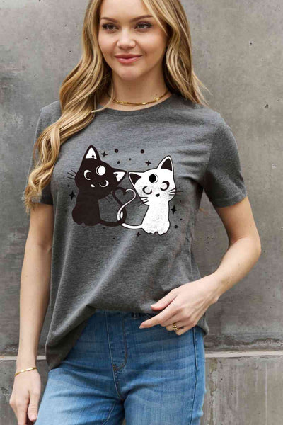 SL Cats Graphic Cotton Tee | Ship From Overseas, Simply Love | Trendsi