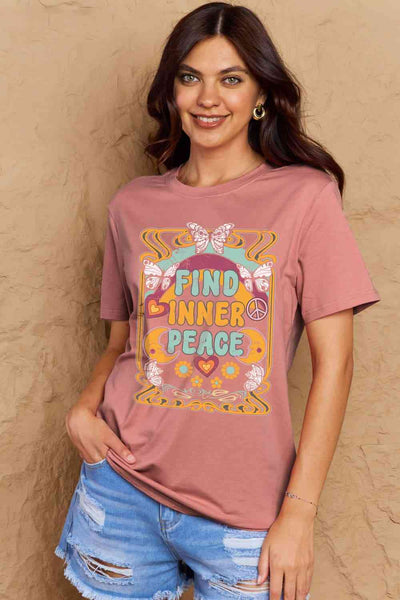 SL FIND INNER PEACE Graphic Cotton T-Shirt | Ship From Overseas, Simply Love | Trendsi