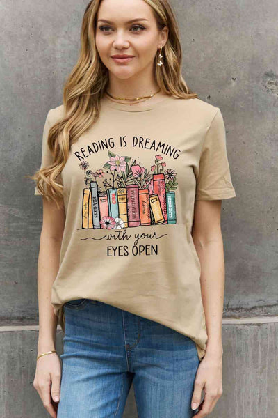 SL READING IS DREAMING WITH YOUR EYES OPEN Graphic Cotton Tee | Ship From Overseas, Simply Love | Trendsi
