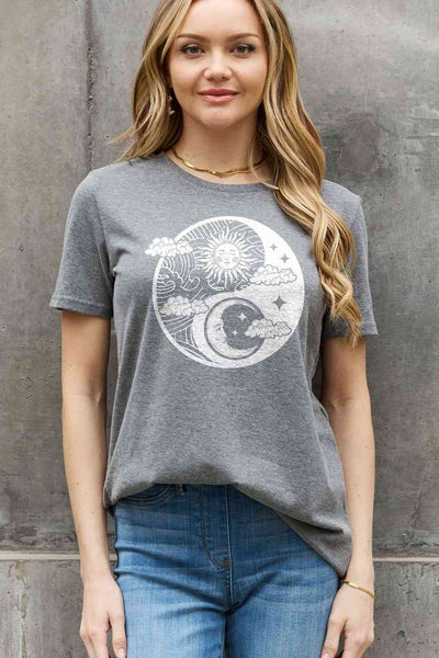 SL Sun and Moon Graphic Cotton Tee | Ship From Overseas, Simply Love | Trendsi