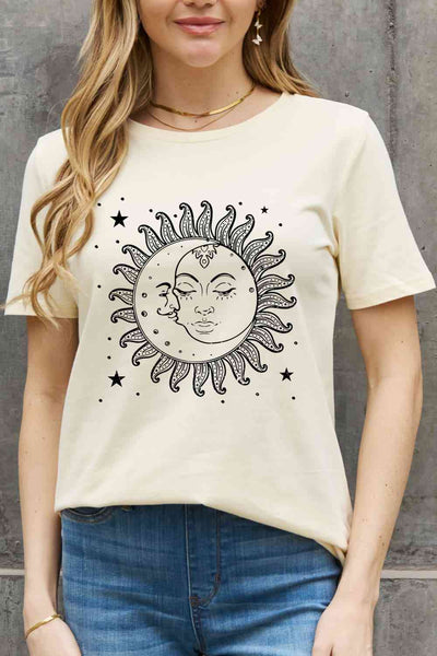 SL Sun and Star Graphic Cotton Tee | Ship From Overseas, Simply Love | Trendsi