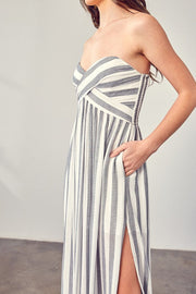 Stripe Print Tube Maxi Dress Goddess Life & Style Shop