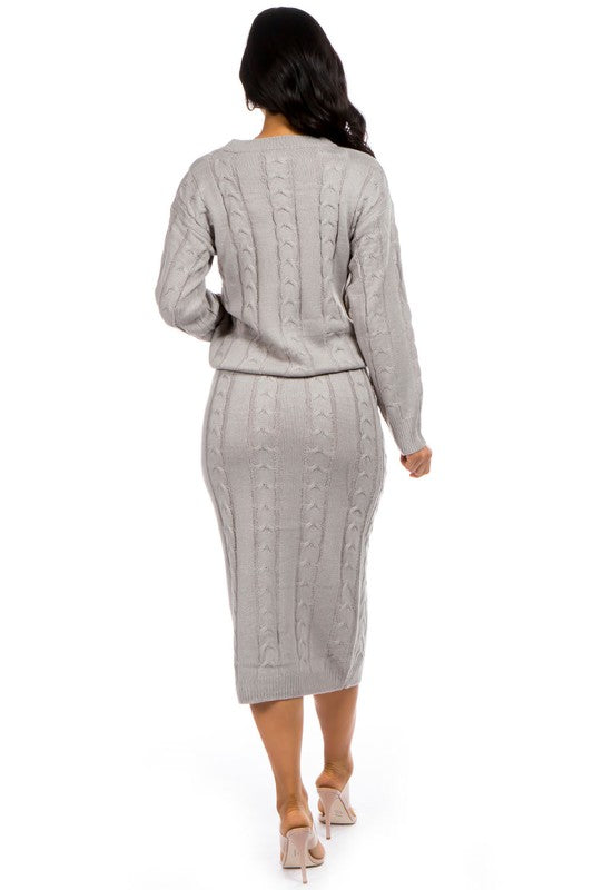 Sweater Skirt Set - Grey Goddess Life & Style Shop