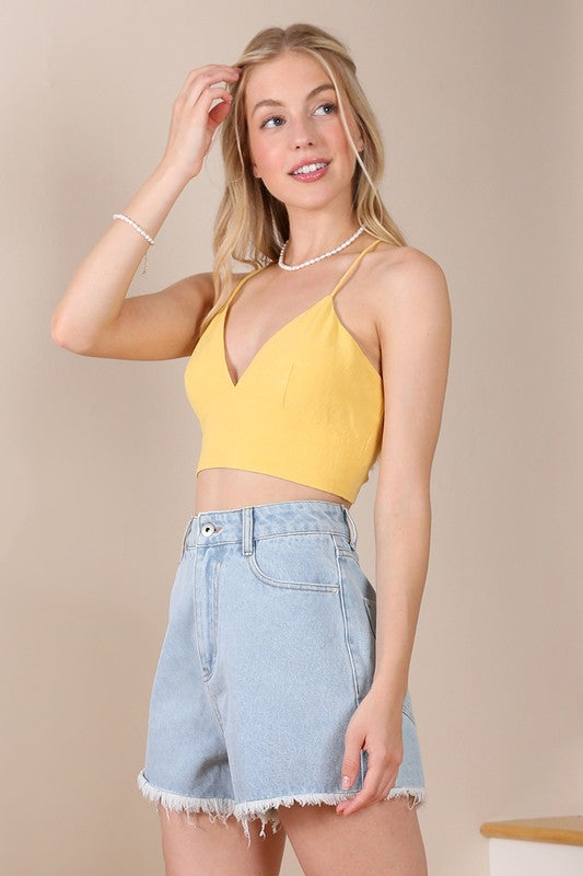 SL yellow crop tank top