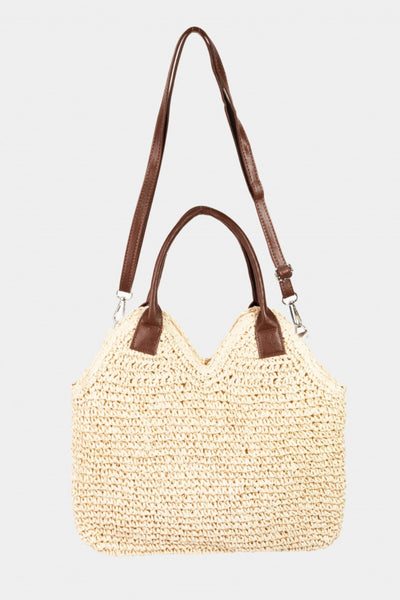 Fame Straw Braided Faux Leather Strap Shoulder Bag | AS | Fame Accessories, Ship from USA | Trendsi