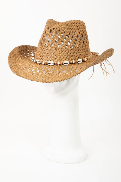 Fame Cowrie Shell Beaded String Straw Hat | AS | Fame Accessories, Ship from USA | Trendsi